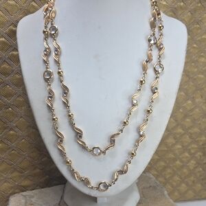 Vintage Gold Leaf Crystal Women's Necklace